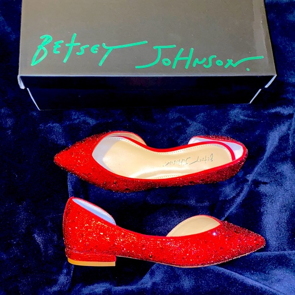 Betsey Johnson | Shoes | New Rare Betsy Johnson Ruby Red Rhinestone ...